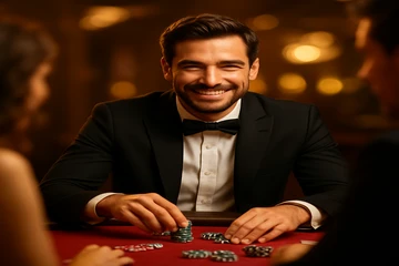 আলোকিত রুলেট চাকা ও ক্যাসিনো চিপসের দৃশ্য, যা লাইভ গেমের উত্তেজনা জাগিয়ে তোলে